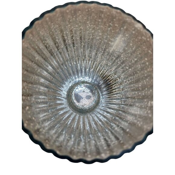 Ribbed Aqua Blue Mercury Glass Vase 11.5" Tall Decorative Accent Piece For Seasi - Picture 3 of 8